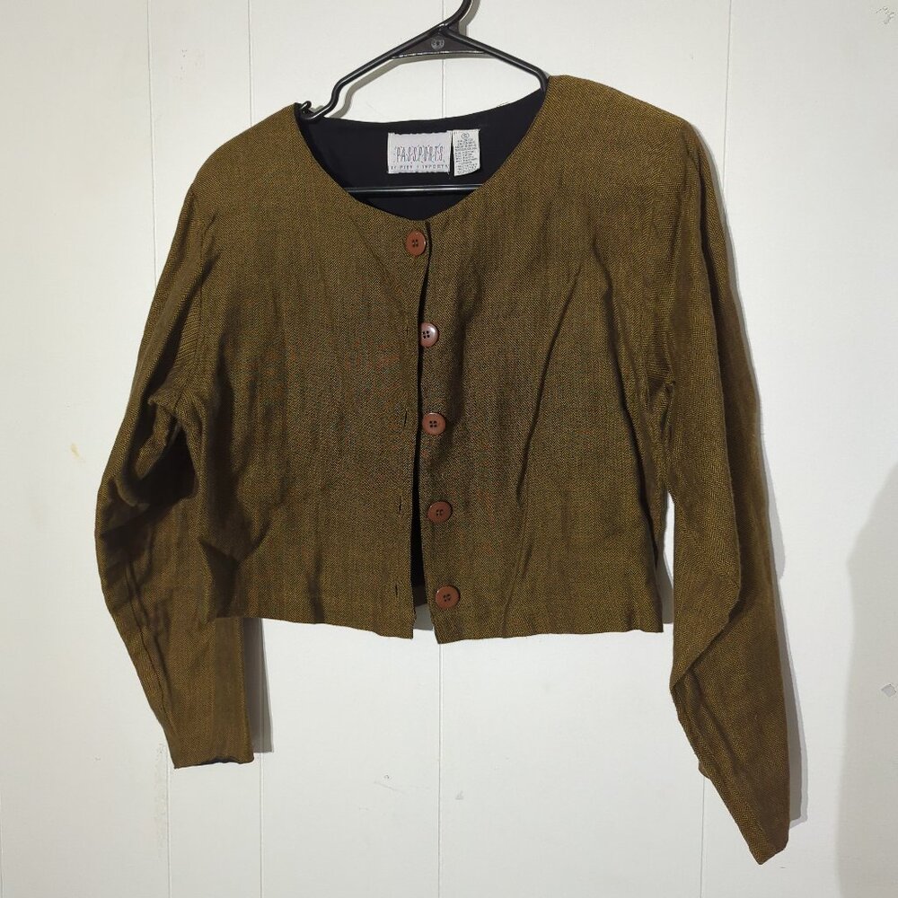 Passports of Pier 1 Imports Cropped Green Padded Jacket - Size S #E